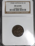 1904 NGC MS 64 SWITZERLAND 2 Rappen Mint State Swiss Coin (18090601C)