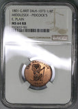 1801 NGC MS 64 RB Pidcock's Conder Farthing Middlesex Monkey Pelican DH 1073 (21091603C)