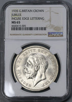 1935 NGC MS 65 Rocking Horse Silver Jubliee Crown GREAT BRITAIN Coin (18052006C)