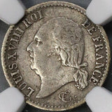 1824-W NGC VF 30 France 1/4 Franc Louis XVIII 11K Silver Coin POP 1/1 (21090303C)