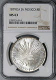 1879-Ga NGC MS 63 MEXICO Silver 8 Reales Flashy PL Coin POP 3/4 (18012701C)