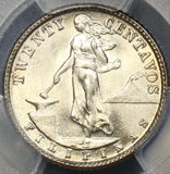 1944-D PCGS MS 65+ PHILIPPINES Silver 20 Centavos Coin (17022204C)