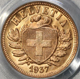 1937 PCGS SP 64 RD Switzerland 2 Rappen RED Specimen GEM Coin (21082501C)