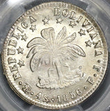 1856 PCGS MS 62 BOLIVIA Silver 4 Soles FLASHY Coin (18091401C)