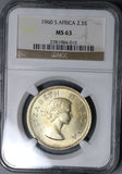 1960 NGC MS 63 SOUTH AFRICA 2 1/2 Shillings Last Year 12K Made (18091807C)