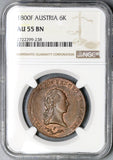 1800-F NGC AU 55 AUSTRIA 6 Kreuzer Large Copper Coin POP 1/1 (17111107CZ)