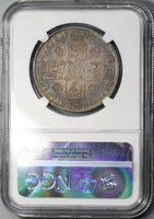 1745 NGC XF 40 Silver 1/2 Crown ROSES Reverse GREAT BRITAIN POP 1/1 (18030802C)