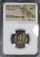 146 NGC VF Antoninus Pius Tetradrachm Alexandria Egypt Happiness Goddess (21090104C)