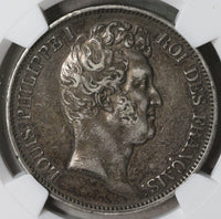 1830-A NGC VF 25 France Silver 5 Francs Scarce Raised Edge 417K Minted Louis Philippe I Coin (21091103C)
