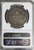 1830-A NGC VF 25 France Silver 5 Francs Scarce Raised Edge 417K Minted Louis Philippe I Coin (21091103C)