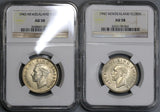 1942 1943 NGC AU 58 New Zealand Silver Florin Coins (18021901C)
