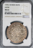 1939 NGC MS 63 JAIPUR Silver Rupee Yr 18 India State Coin (18020701D)