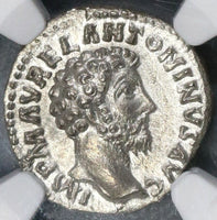 161 NGC MS Marcus Aurelius Roman Empire Denarius Providentia UNC (17081003D)