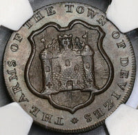 1796 NGC MS 64 Stag Conder 1/2 Penny Token Wiltshire Devizes D&H 2A POP 3/0 (21083101C)