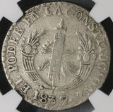 1837 NGC VF 25 Ecuador Transposed Legends Silver 2 Reales Quito Coin (21082405C)