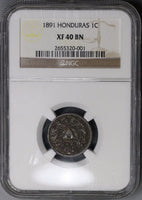 1891 NGC XF 40 HONDURAS 1 Centavo Coin POP 1/1 (16110617C)
