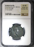 143 NGC Ch XF Roman Empire Antoninus Pius AS Shields Ancilia Military (21091104C)