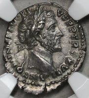 153 NGC AU Antoninus Pius Roman Empire Denarius Vesta 4/5 5/5 (18100202C)