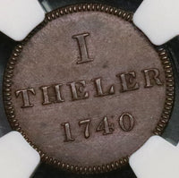 1740 NGC AU 58 Frankfurt Jewish Pfennig Mint Error German State Coin (21091403C)
