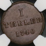 1740 NGC AU 58 Frankfurt Jewish Pfennig Mint Error German State Coin (21091403C)