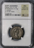 125 NGC XF Star Hadrian Roman Egypt Alexandria Rare Canopus Osiris Tetradrachm 5/5 (21091002C)