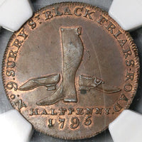 1795 NGC MS 63 Boots Shoes Conder 1/2 Penny Guest's D&H 308 (18021707C)