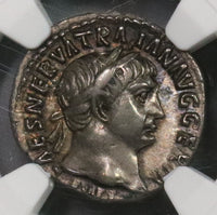 101 TRAJAN NGC XF Roman Empire Denarius Victory Ship Coin 5/5 4/5 (18100204CZ)