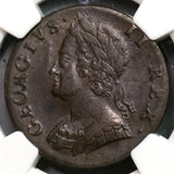 1747 NGC XF 45 George II 1/2 Penny GREAT BRITAIN Coin (18091707CZ)