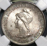 1889 NGC MS 64 BRAZIL Silver 500 Reis Southern Cross Stars Coin (17020406C)