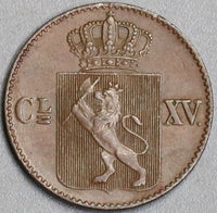 1867  Norway 1/2 Skilling Carl XV AU Copper Coin (19070917R)