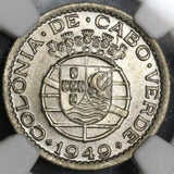 1949 NGC MS 65 Cape Verde 50 Centavos Portugal Colony Coin (21082204C)