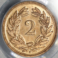 1937 PCGS SP 64 RD Switzerland 2 Rappen RED Specimen GEM Coin (21082501C)