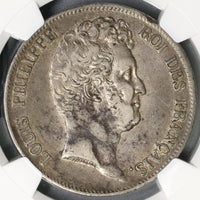 1830-W NGC VF 35 France Silver 5 Francs Missing I Incuse Edge Silver Coin (21082103C)