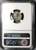 156/7 NGC Ch AU Antoninus Pius Roman Empire Denarius Annona 4/5 4/5 (17082402CZ)