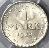 1924-A PCGS MS 64 Weimar Republic Germany Silver 1 Mark Coin (18090202C)
