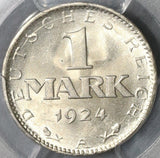 1924-A PCGS MS 64 Weimar Republic Germany Silver 1 Mark Coin (18090202C)