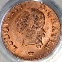 1789-M PCGS MS 63 France Liard Louis XVI Toulouse Mint Red/Brown Coin (21082703C)