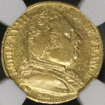 1814-A NGC VF FRANCE 20 Francs Louis XVIII GOLD Coin (17061803CZ)