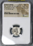 161 NGC MS Marcus Aurelius Roman Empire Denarius Providentia UNC (17081003D)