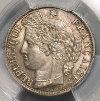 1871-A PCGS MS 64 FRANCE Silver 50 Centimes Coin (16071902D)