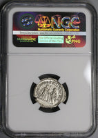 204 NGC XF Caracalla Roman Empire Denarius Bacchus Hercules Secular Games (21082601C)