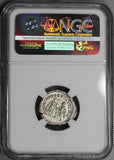 204 NGC XF Caracalla Roman Empire Denarius Bacchus Hercules Secular Games (21082601C)