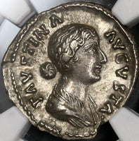156 175 NGC AU FAUSTINA Jr Roman Empire Denarius Fecunditas & Child Fertility 5/5 5/5 (21082602C)