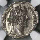 156/7 NGC Ch AU Antoninus Pius Roman Empire Denarius Annona 4/5 4/5 (17082402CZ)