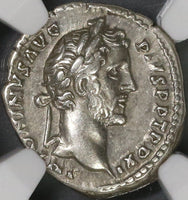 148 Antoninus Pius NGC XF Roman Empire Denarius PRIMI DECEN 10th Year 4/5 5/5 (18010901C)