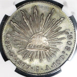 1877-Ga JA NGC MS 62 MEXICO Silver 8 Reales Coin (17111002D)
