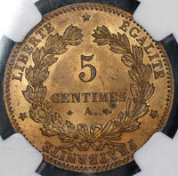 1877-A NGC MS 64 France 5 Centimes Ceres Coin POP 1/2 (21082406C)