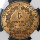 1877-A NGC MS 64 France 5 Centimes Ceres Coin POP 1/2 (21082406C)