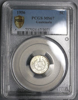 1956 PCGS MS67 Guatemala Silver 5 Centavos Choice BU Pop 5/0 (17032602C)