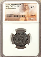 244 NGC XF Roman Egypt Philip I Tetradrachm Homonoia Year 1 (17110904D)